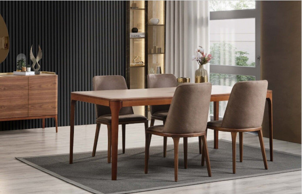 Complete e Dining room Dining set Dining corner Dining table Chairs 9pcs Wood Brown