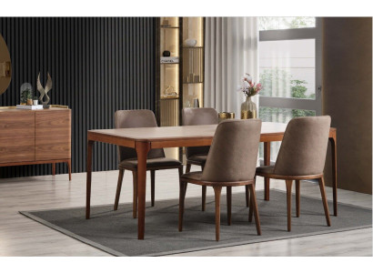 Dining room Group Dining set Dining table Chairs 7pcs Wood Brown