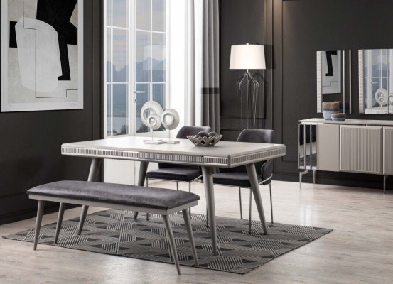 Dining set Dining room furniture Dining corner Dining table Dining table Chairs 6-piece gray
