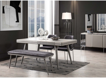 Dining set Dining room furniture Dining corner Dining table Dining table Chairs 6-piece gray
