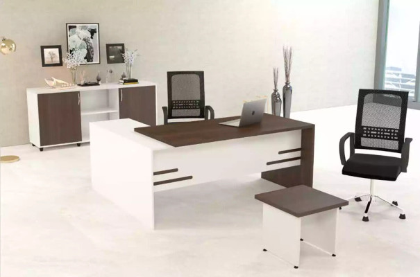 White Office Set Luxury Study room Furnishings Complete's Set 3pcs