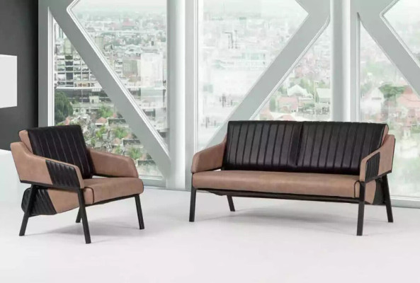 Designer Beige Sofa set Two-seater Armchair Couch Suite Upholstery 2+1