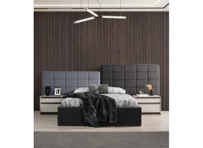Bedroom bed suite double bed bed bedside tables 3 pieces gray modern