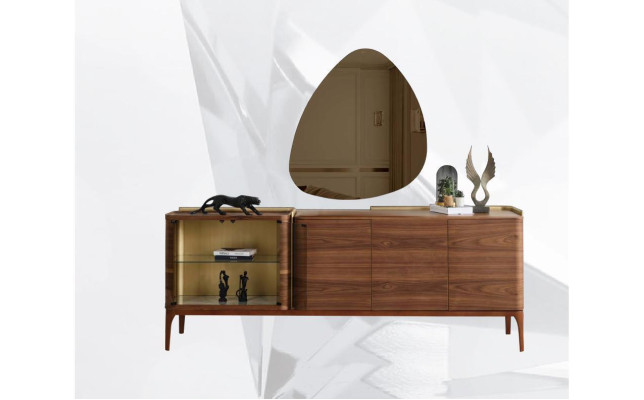Sideboard with Mirror Sideboard Wardrobe Wooden Cabinet Brown Chest of drawers Design