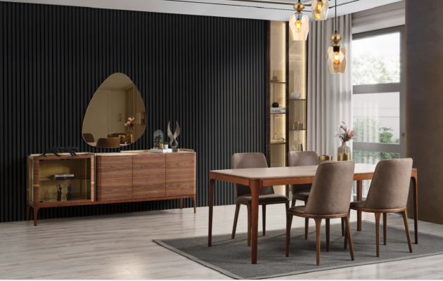 Sideboard with Mirror Sideboard Wardrobe Wooden Cabinet Brown Chest of drawers Design