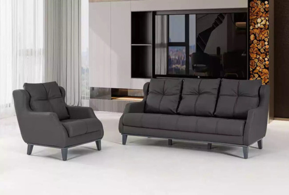 Study Armchair Style Modern Gray Upholstered Chair Designer Seat Furniture