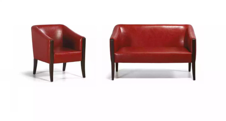 Red Armchair Textile Furniture Style Modern Office furniture Study room Design Wood