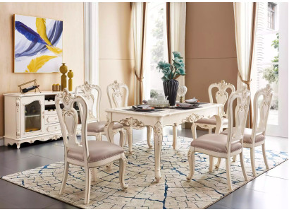 Dining room set Furniture for your interior pearl white Classic Furniture from 8 pieces