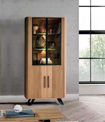 Display case Furniture Living room Wardrobe beige Glass showcase Cabinets new
