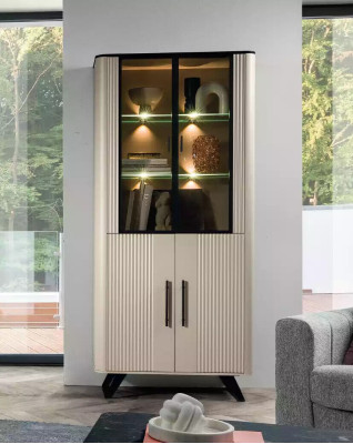 Display case Living room modern and luxurious beige glass cabinet Cabinets Wardrobe