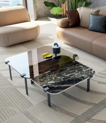Coffee tables Table Luxury Glass Tables Consoles Design Italian Furniture Set 2x