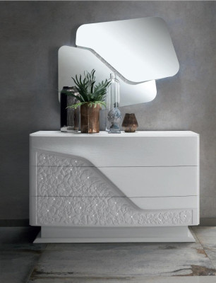 Modern Luxury Set of 2 Chest of drawers Mirror Chests of drawers Wood Console Sideboard Furniture