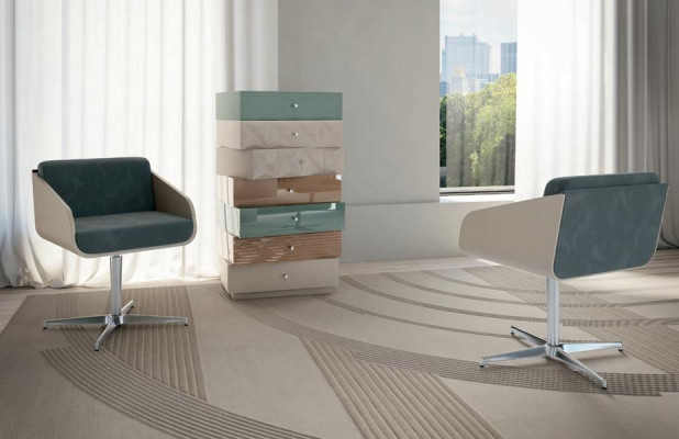 Modern Luxury Swivel Armchair Lounge SeatComfort Upholstery Lehn Furniture Bizzotto