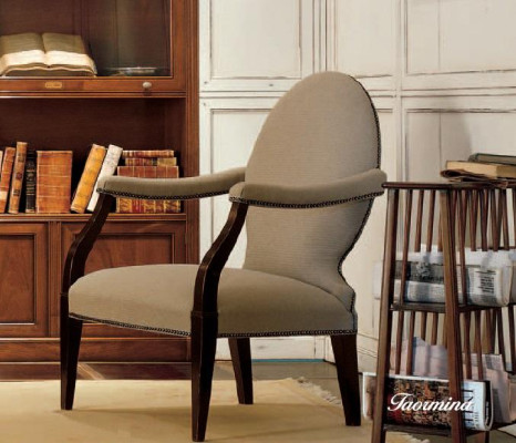 Living room Leaning Chairs Luxury Armchair Chair Wood Brown Italian Furniture Upholstery