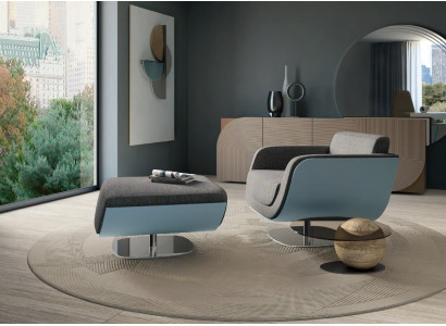 Swivel footstool Design Bizzotto Living room Italian Furniture Relax Stool