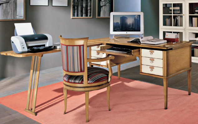 Office Armchair Chair with Armrest Armchair Wood Living room Italian Furniture Edel