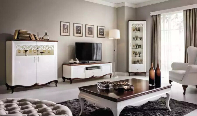 TV cabinet lowboard tv stand sideboard wood luxury white living room wardrobe