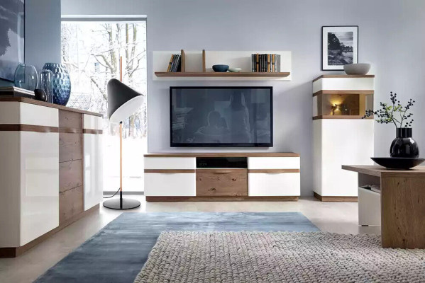 TV stand television wall wall unit low board white high gloss tv stand