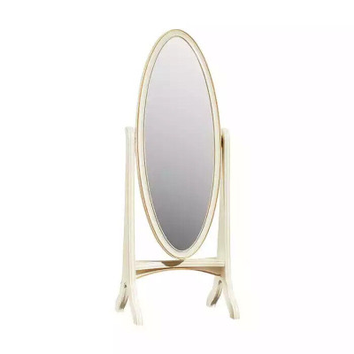 Living room floor mirror mirror wooden frame oval white standing mirror mirror