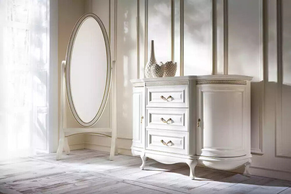 Living room floor mirror mirror wooden frame oval white standing mirror mirror