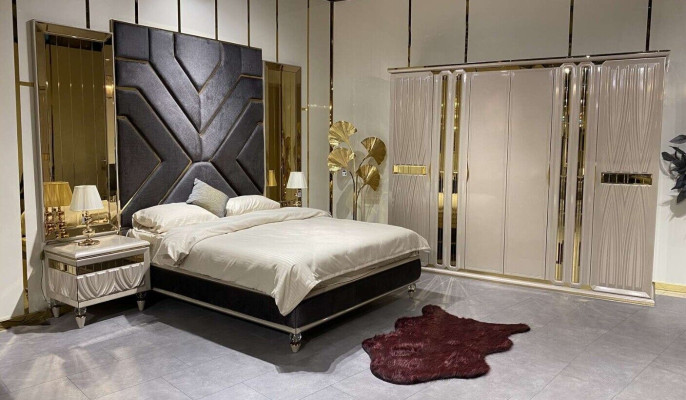 Set Bedroom Bed 2x Bedside tables 3pcs.Luxury Complete Set Design new