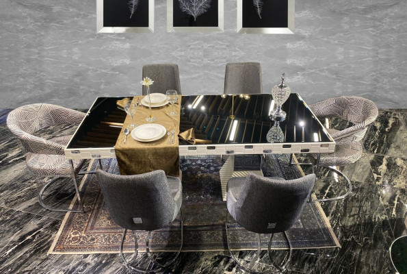 Dining room set luxury design dining tables 4x chairs chest of drawers with mirror new