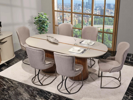 Luxurious Dining room Set Dining table 6x Chairs Sideboard Mirror 9 pcs