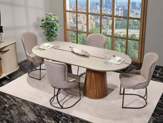 Luxurious Dining room Set Dining table 6x Chairs Sideboard Mirror 9 pcs