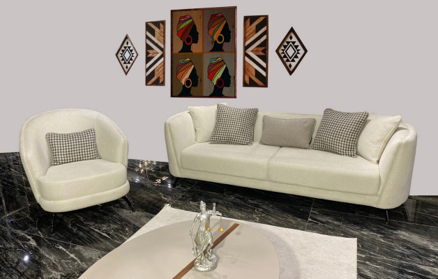 Modern Beige Sofa set 3+1 Seater Living room Furniture Luxury Set Sofa Couch