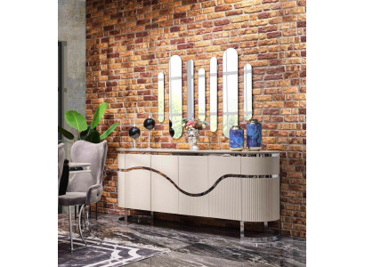 Sideboard Mirror Dining room Wood Dining room Set Group Design Suite 5pcs