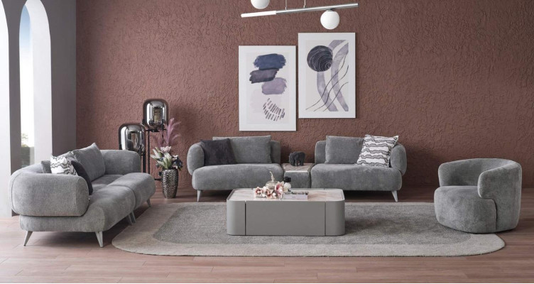 Couch Sofa set 3+3+1 Seat Gray Sofa Luxury Furniture Living room Couches
