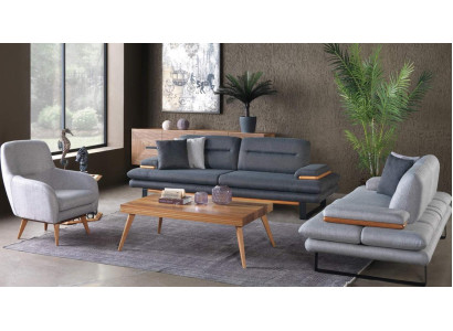 Modern living room set from 3 pieces. Sofa set 3+2+1 Seater Gray Couches