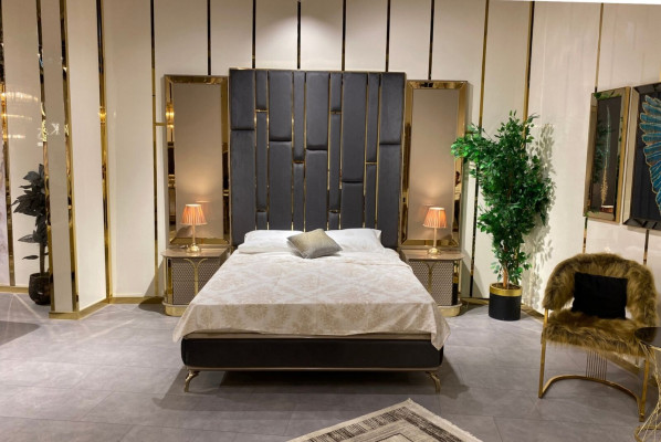 Bedroom Set Bed 2x Bedside tables luxurious 3-piece Complete Sets Beds