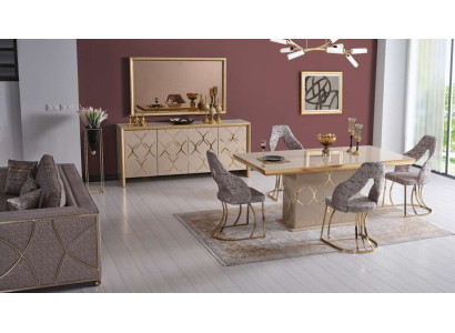 Luxury Dining room Set Dining table 4x Chairs Sideboard Mirror Dining set 7 pieces