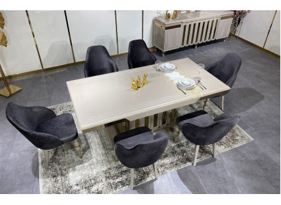 Luxury Dining room Set Dining table + 6x Chairs Designer Set Dining set Suite