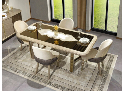 Dining room Set Dining table 6x Chairs luxurious Table Set beige Dining set