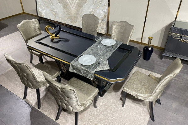 Dining room set 9 pieces. Dining table + 6x Chairs Sideboard with Mirror Gray new