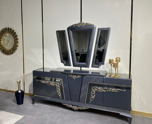 Sideboard Modern Chest of drawers Sideboard Wardrobe with 3 Mirror Storage Space Baroque