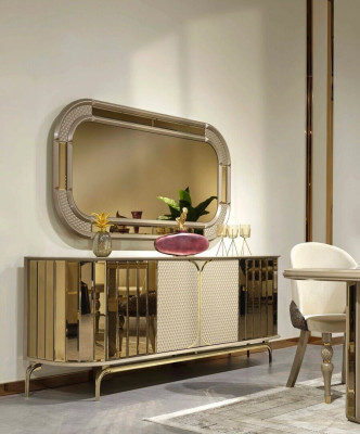 Designer Sideboard Gold Beige Mirror Wood Sideboard Design Furniture Console