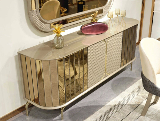 Designer Sideboard Gold Beige Mirror Wood Sideboard Design Furniture Console