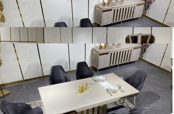 Large Dining room Set Dining table 6x Chairs Sideboard Mirror set from 9 pieces