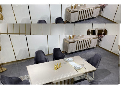 Large Dining room Set Dining table 6x Chairs Sideboard Mirror set from 9 pieces