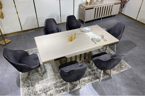 Large Dining room Set Dining table 6x Chairs Sideboard Mirror set from 9 pieces