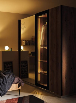 Modern Wardrobe Luxury Wood Cabinets Glass Stylish Bedroom