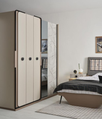Modern bedroom youth room 7 pieces. Bed Wardrobe Children's room