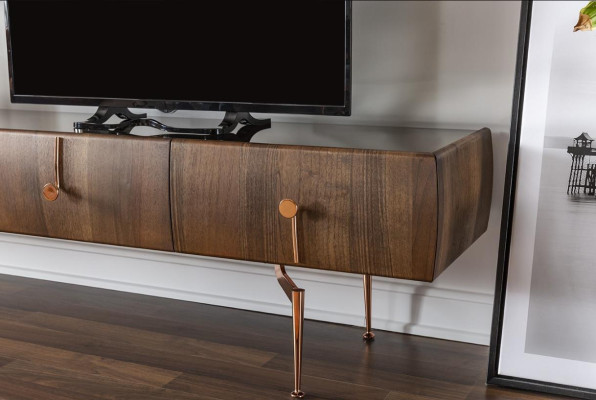 Wall unit TV-cabinet Lowboard TV Stand Sideboard Suite Brown Wood Shelves