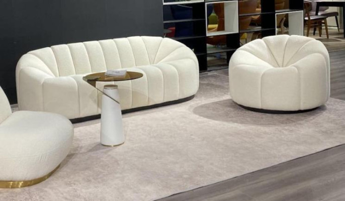 exclusive s Cozy White Living room 3 Seater Sofa Modern 2x Armchair new