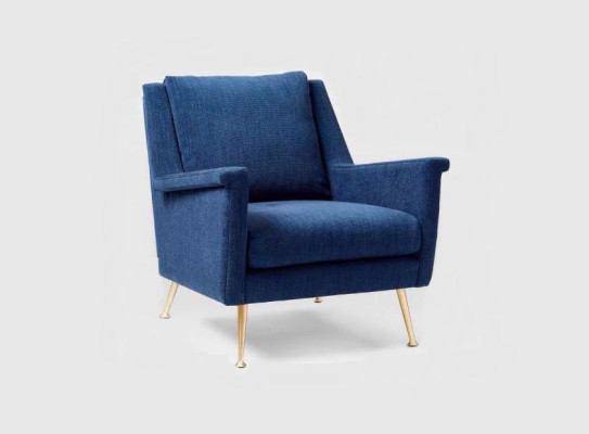 Design Luxury Blue Chair Armchair Sofa 1 Seater TV Sofa Fabric Textile