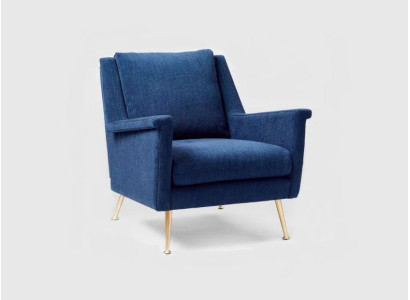 Design Luxury Blue Chair Armchair Sofa 1 Seater TV Sofa Fabric Textile
