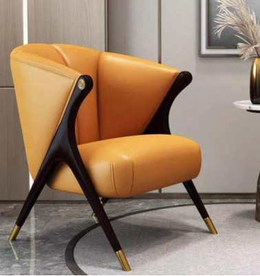 Design Luxury Orange Armchair Chair Sofa 1 Seater TV Chaise Imitation leather